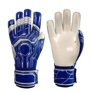 Gants de gardien de but professionnels de football avec motif numérique bleu, paume en latex Pro Grip de 4 mm - Product Image 1