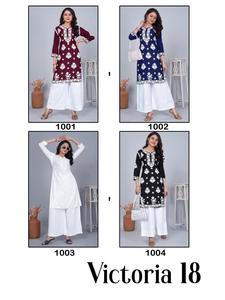 Nuevo Chikankari Kurti Plazzo para mujer en diferentes colores con tela de rayón pesado e hilo pesado para uso regular - Product Image 6