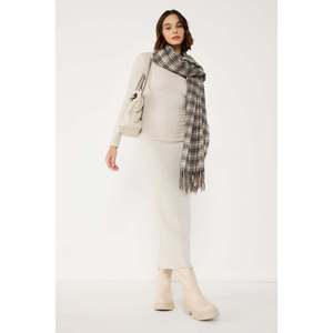 Robe midi basique décontractée à manches longues, taille naturelle, non tissée - Product Image 1