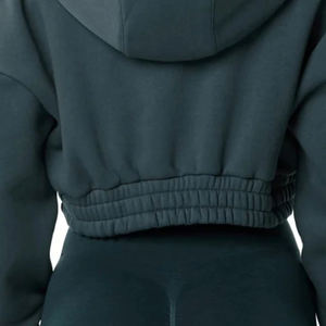 Top vente femmes couleur unie sweats à capuche à manches longues sweat décontracté pour l'hiver Sport Style tricoté tissu acide lavage Techniques - Product Image 6