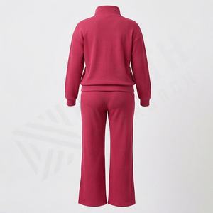 Premium Quality Winter Hoodies Joggers Quarter Zip <b>Set</b> Women Zipper Turn Down Collar <b>Trousers</b> Custom Logo 100% Cotton Sportwear - Product Image 2