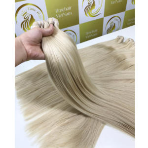 Extensions de cheveux humains en vrac de couleur blonde à un seul donneur, cuticule vietnamienne à double dessin et russe alignée, grand stock - Product Image 3