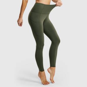 Pantalon de yoga d'entraînement sportif taille haute personnalisé leggings pour femmes leggings de fitness en polyester souple avec poche vente en gros - Product Image 2