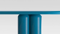 Table basse moderne au design élégant, laque basse brillance bleue, base à double pilier, pour la maison, le salon, le restaurant, l'hôtel, les villas