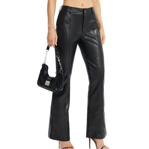 Pantalones de cuero de PU de invierno transpirables de diseño premium para mujer, buena calidad, precio al por mayor superventas - Product Image 4