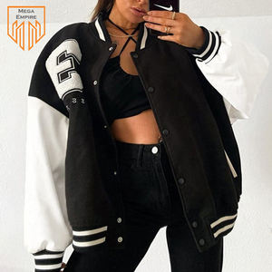 Parches bordados de primera calidad Chaqueta universitaria de béisbol para mujer Abrigo de invierno de gran tamaño con técnicas impresas con logotipo personalizado - Product Image 2