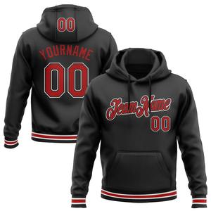 Direct Industry Wholesale 3D Embroidered Custom Stitched <b>Black</b> Red Sports Pullover <b>Sweatshirt</b> Hoodie - Product Image 3