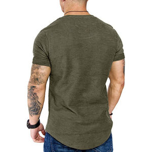 T-shirts d'été pour hommes Muscle Top Gym col en V couleur unie Slim Fit T-shirts à manches courtes t-shirts de couleur personnalisée - Product Image 3