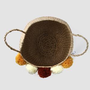 Automne moutarde blanc, rouge naturel ventre panier jonc de mer avec poignées à la main décor à la maison panier de rangement - Product Image 6