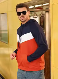 Sweat à capuche color block à manches longues pour homme, sweat-shirt élégant avec poche kangourou, idéal pour un usage décontracté, confort tout au long de la journée - Product Image 3