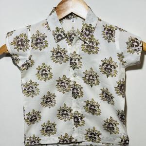 Chemise décontractée en coton imprimé pour garçons élégante avec col |   Chemise à manches courtes boutonnée pour l'été - Product Image 1