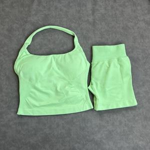 Conjunto de 2 Piezas de Leggings de Yoga y Fitness para Mujer, Cintura Alta, Color Durazno, Transpirables, Spandex/Nylon, Colores Personalizables en la Parte Delantera - Product Image 2