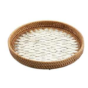 Lot de 3 plateaux de service décoratifs pour table de restaurant pour la maison et l'hôtel Vaisselle au design classique Plateau de service MOP - Product Image 2