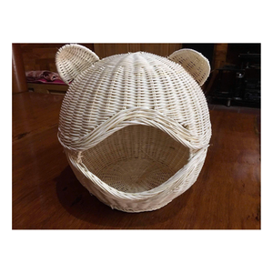 Luxury Rattan Pet Bed Woven Basket Nest Handmade for <b>Dog</b> Cat Sleeping Soft Pillow Natural Material Indoor Animal House - Product Image 2