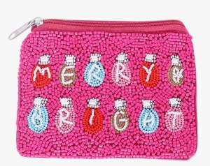 Pochette perlée cowboy multicolore de haute qualité, fabriquée à la main, en toile avec fermeture à glissière. - Product Image 1