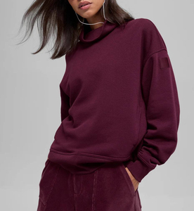 Pull à col montant uni brodé personnalisé, manches longues, ample, streetwear, survêtement d'hiver pour femmes, polaire - Product Image 5