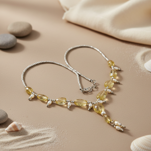 Collar de Citrino Plateado Vintage para Mujer, Chapado en Oro, Acero Inoxidable con Cruz de Cuarzo, Joyería de Moda - Product Image 2