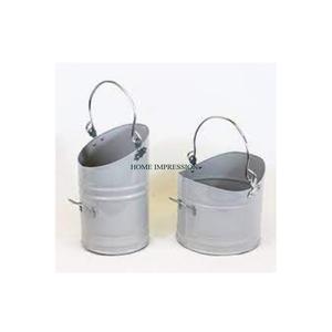 Cubo de Agua Útil a prueba de fugas, Cubo de carbón con mango, lata galvanizada de hierro, cubo con acabado plateado - Product Image 1