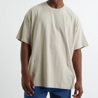 T-shirt en coton tricoté épais 265 g/m² avec impression de logo personnalisé, 100 % coton, épaules tombantes, design uni – Vente en gros