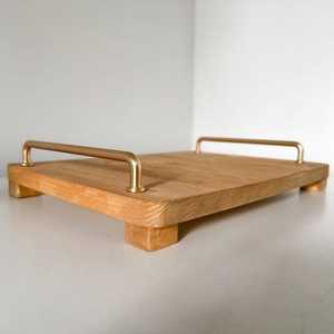 Decorative Wooden Serving <b>Tray</b> With Functional Metal Handles Designed For Festive <b>Table</b> Decor And Food Display - Product Image 2