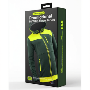 Promotional TERRAX Knitted Fleece <b>Jacket</b> in Dark <b>Green</b>/Black/<b>Lime</b> with Hood for Outdoor Activities - Product Image 2