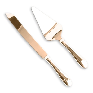 Juego de Servidor de Pastel de Acero Inoxidable Color Oro Rosa de Lujo - Cuchillo y Servidor de Pastel Profesional para Bodas, Juego de 2 Piezas para Aniversario y Cumpleaños - Product Image 1