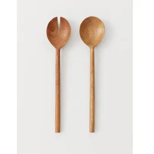 Amazon hot sale utensil spoon and fork tableware Acacia/Mango wood salad servers set for kitchenware