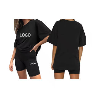 Ensemble 2 pièces de haute qualité T-shirt pour femme avec short Logo personnalisé Ensemble uni pour femme Vêtements décontractés Service OEM - Product Image 5