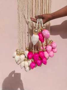 Cuerdas de perlas pesadas con Capullos de loto Sola Cuerda de perlas de madera Pellikooturu Seemantham Langavoni Función Decoraciones Decoración de templo - Product Image 3