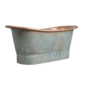 Baignoire de salle de bain de luxe avec patine verte au prix de gros dernière conception de forme ovale autoportante finition patine antique - Product Image 5