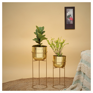 Jardinières en métal décoratives de qualité supérieure avec supports finition de luxe intérieure extérieure pour jardin balcon salons cuisine bureau moderne - Product Image 1