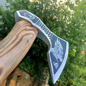 Hacha Vikinga Hecha a Mano de Acero con Alto Contenido de Carbono, Funda de Cuero de Grado Industrial, Mango de Madera Natural, 1 Año de Garantía, para Camping - Product Image 3