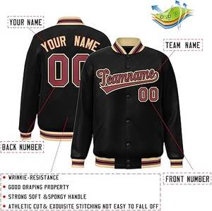 High Quality OEM Men's Varsity Jacket <b>Stand</b> Collar Winter Thin Jacket with Chenille Embroidery and Leather Sleeves Letterman - Product Image 2