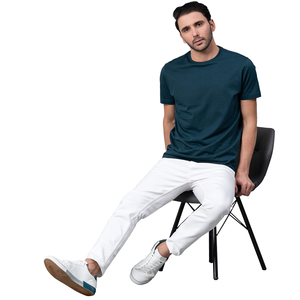 T-shirts pour hommes à manches courtes respirants personnalisés 100% coton/fibre de bambou tricoté partout - Product Image 5