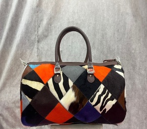 Cowhide Patchwork Travel Duffel Bag Large Capacity Cabin <b>Luggage</b> Overnight Weekender Carry Tote Gym Sports Bag Unisex - Product Image 2