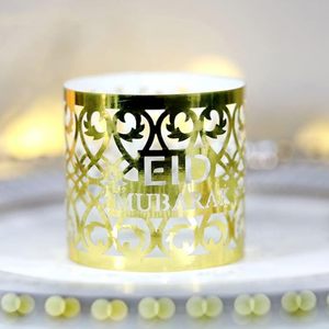 แหวนกระดาษเช็ดปากกระดาษฟอยล์สีทองแบบโบราณพิมพ์ลายสำหรับตกแต่งโต๊ะสำหรับงานเลี้ยงวันอีดและเดือนรอมฎอน - Product Image 2