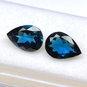 งดงามลอนดอนสีฟ้าบุษราคัมพลอยสังเคราะห์สีฟ้าบุษราคัมรูปร่างลูกแพร์ตัดเหลี่ยมเพชรพลอยกรุงลอนดอน - Product Image 1