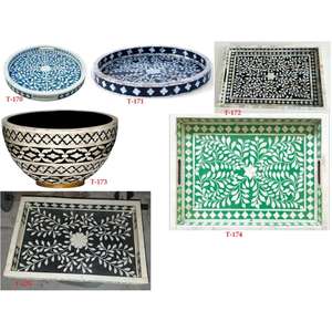 Plateau de service en os incrusté fait à la main pour l'hôtellerie et la restauration, idéal pour présenter des salades, des pâtes, des nouilles, plat décoratif, compatible micro-ondes et lave-vaisselle - Product Image 6