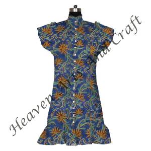 Túnica de Kurti con estampado de bloque de mano de algodón/Ropa Étnica/ropa de India y Pakistán Ropa Étnica transpirable túnica superior - Product Image 5