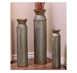 Florero cilíndrico de suelo para el hogar, florero galvanizado, macetas de cubo de flores de Metal, maceta decorativa para el hogar, macetas de Interior de Metal para flores - Product Image 1