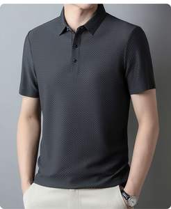 Chemise pour homme anti-rides à séchage rapide 100% coton respirant à manches courtes avec poche pour chemises décontractées de bureau, sports, tennis, golf - Product Image 2