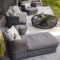 Ensemble de canapés de jardin en rotin, ensemble de canapé et table basse d'extérieur, mobilier de patio, canapé en rotin imperméable pour hôtel et villa