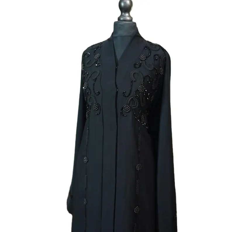 Dupatta 두바이 스타일 하이 엔드 패브릭 카프탄 아바야 이슬람 드레스 카프탄 도매 저렴한 패션 아랍어 블랙 아바야