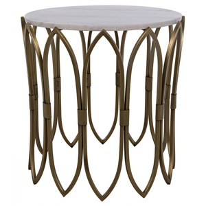 Elegance Marble Top Metal Mesa auxiliar Lujosa base floral dorada Sala de estar Comedor Escuela Agrega Glamorous Home Dec Inspire Nature - Product Image 4