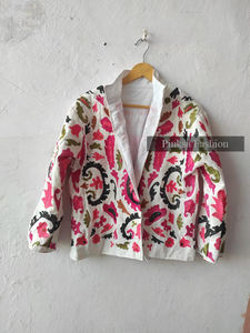 Veste en velours et coton brodée à la main, motif Suzani, style bohème, manteau d'automne-hiver pour femmes, textile indien de luxe, respectueux de l'environnement - Product Image 5