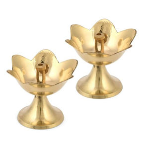 Elegancia flor de loto forma latón Akhand Diya Metal Diya tradicional indio festivo Diwali Puja Mandir decoración del hogar Diya - Product Image 6