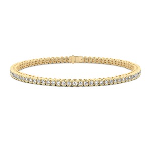 Sleek Half Bezel Round Lab Grown Diamond Tennis Bracelet 2 Ct Tw F-G Color VS Clarity 79 Diamonds 14K <b>Solid</b> <b>Gold</b> Modern Line - Product Image 3