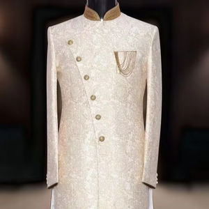 2024 nuevo bordado elegante Sherwani y pantalón con cuentas de cristal y trabajo Dabka combinado con zapato; accesorio de talla grande - Product Image 1