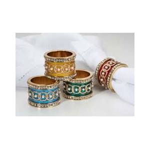 <b>Gold</b> Thick Round Embossed With Resin Design <b>Table</b> Decoration exquisite hotel Napkin ring designer royal look tableware set - Product Image 1