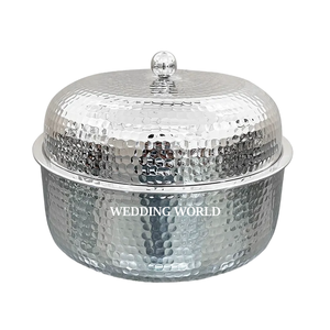 Marmite ronde en métal martelé, fait main, design de créateur, taille personnalisée, chauffe-plats décoratif de luxe en métal - Product Image 1